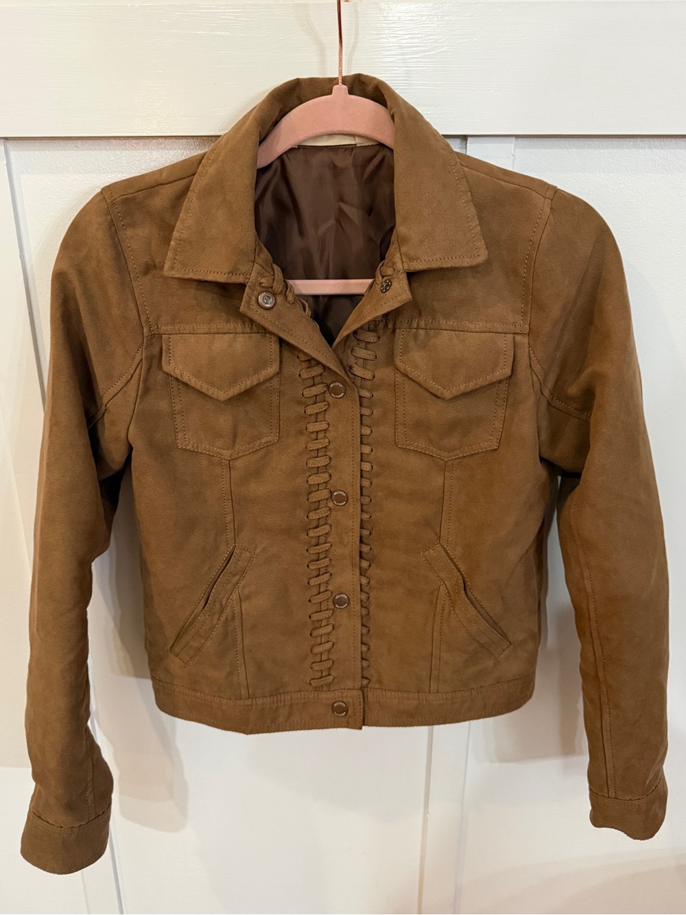 Hollister Juniors S Brown Faux Suede Western Jacket Cropped